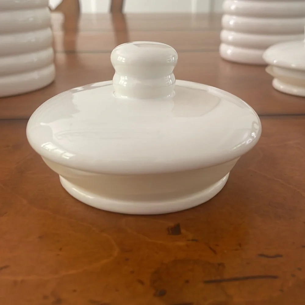 Crate & Barrel around White Porcelain Beehive Set